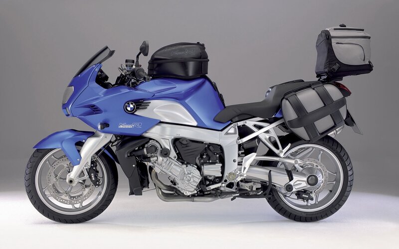 Blue BMW K1200R Motorcycle — Neutral, Photograph, Saddlebags