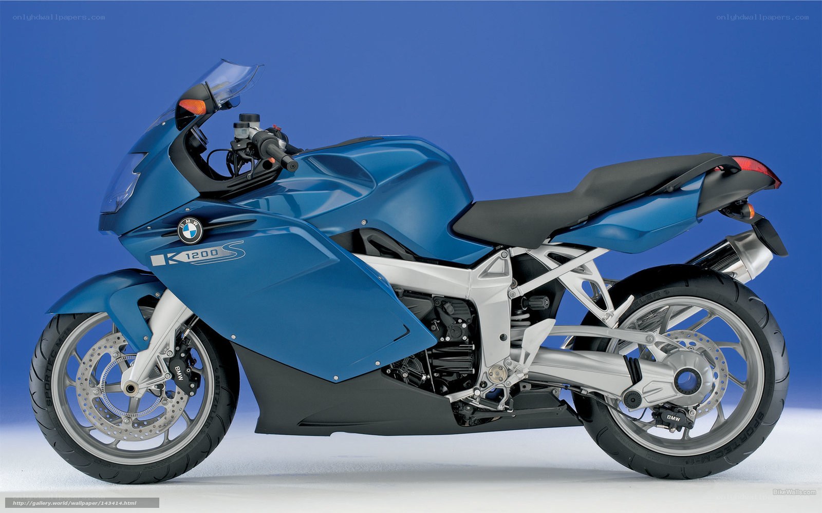 Blue BMW K1200S motorcycle