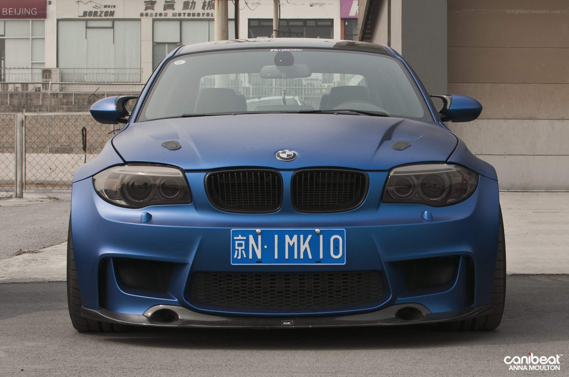 Blue BMW M135i front view