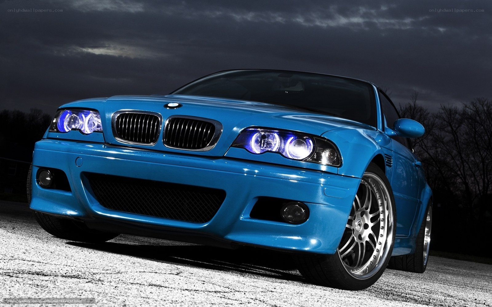 blue bmw m3 at night