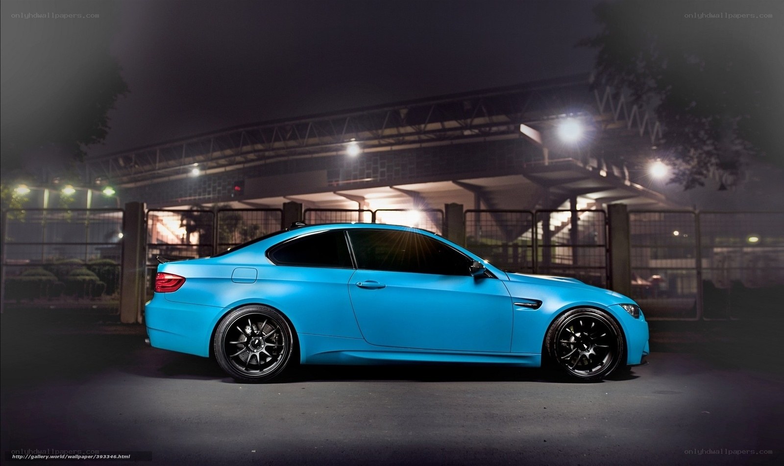 blue bmw m3 at night