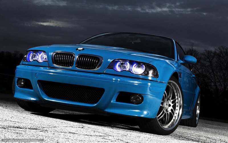 Blue Bmw M3 Car — Dramatic, Night, Photograph