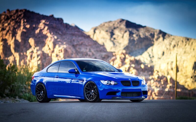 Blue BMW M3 Coupe — Dramatic, Afternoon, Photograph, Mountains