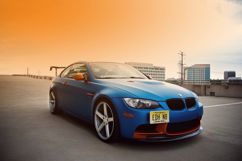 Blue BMW M3 Coupe — Dramatic, Sunset, Photograph, Car