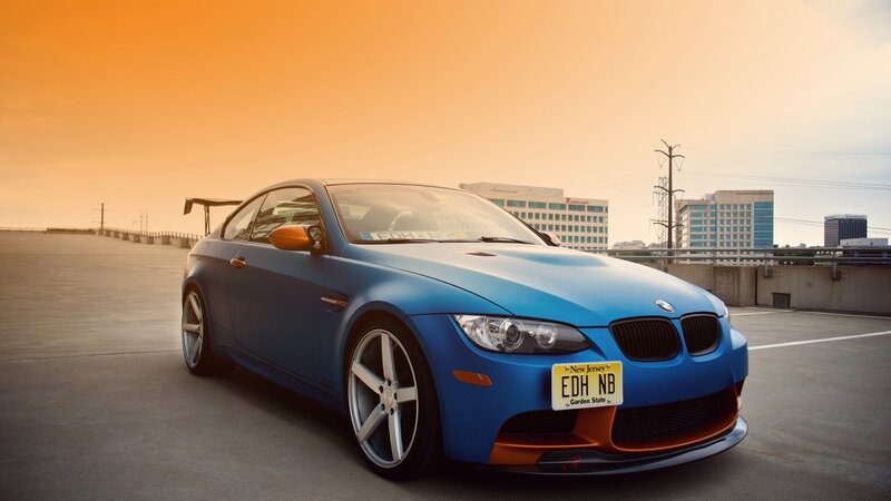 Blue BMW M3 Coupe — Dramatic, Sunset, Photograph