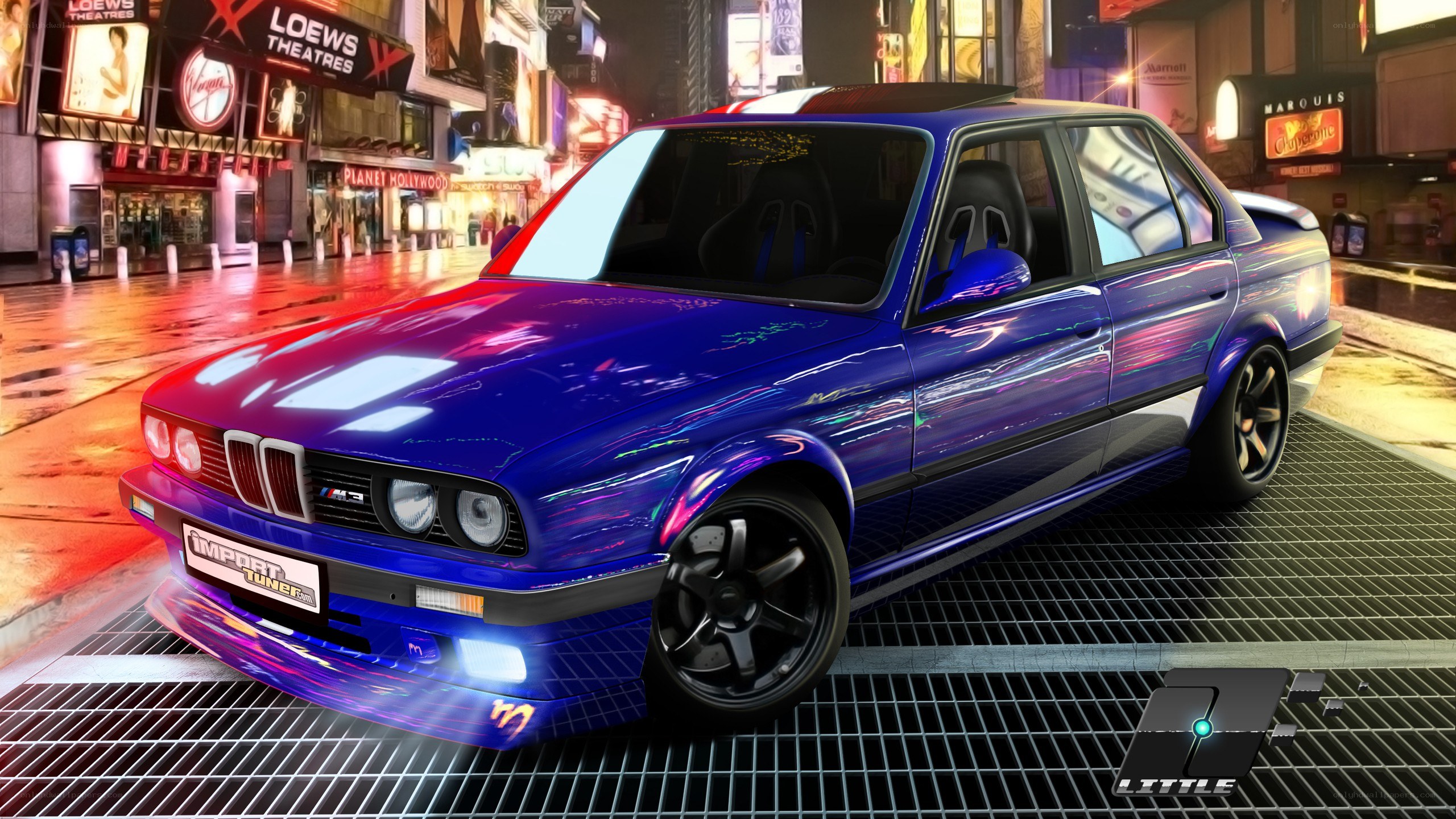 blue bmw m3 in city