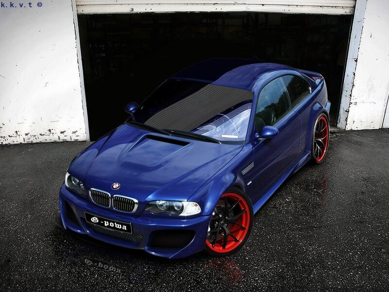blue bmw m3 in garage
