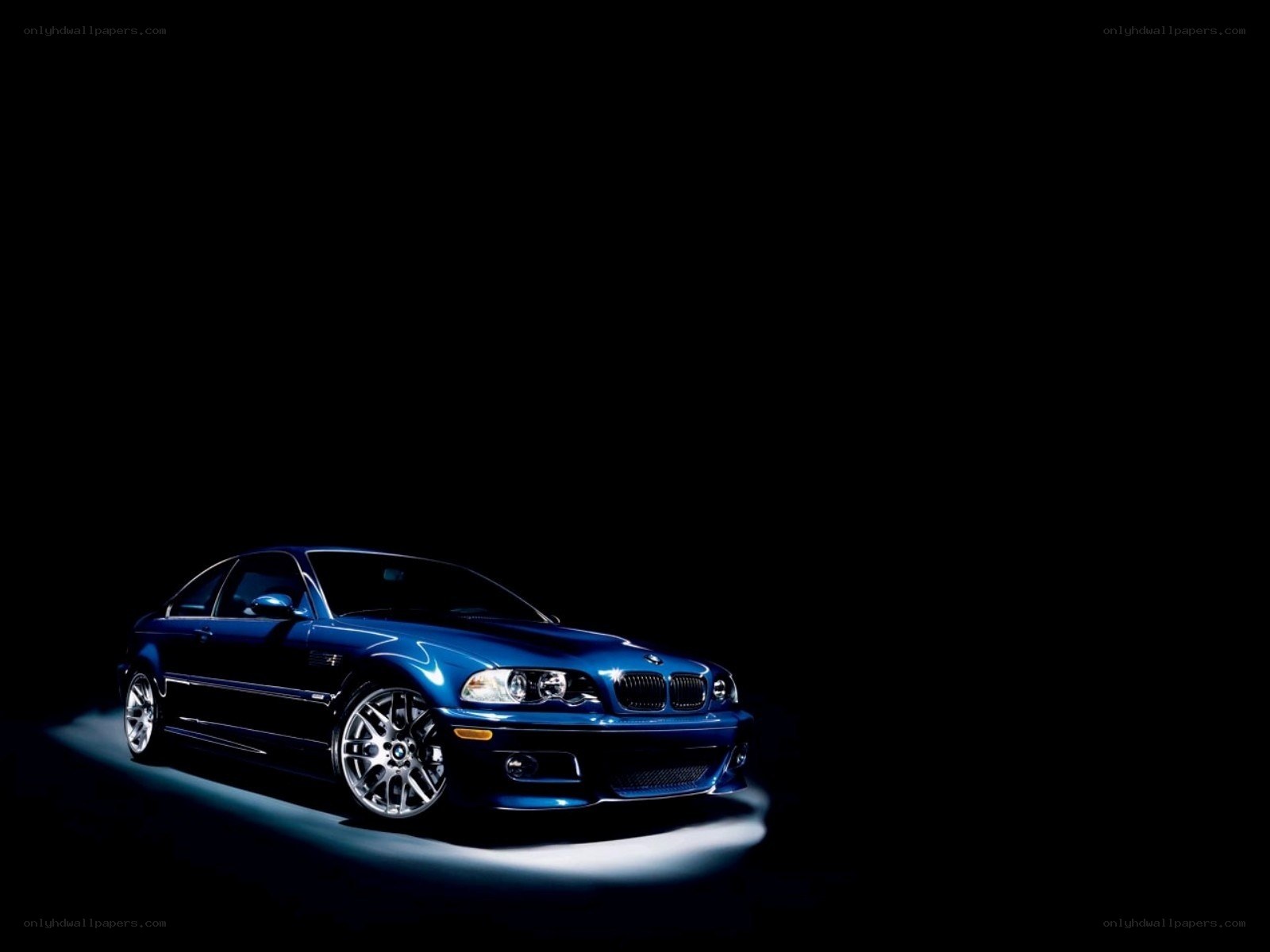 Blue BMW M3 in spotlight