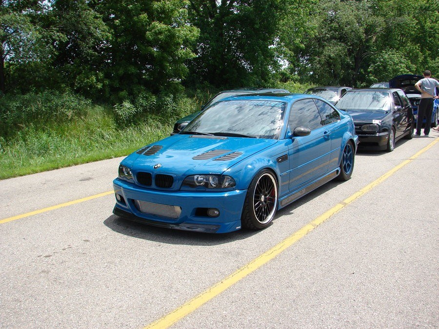 Blue BMW M3 on display