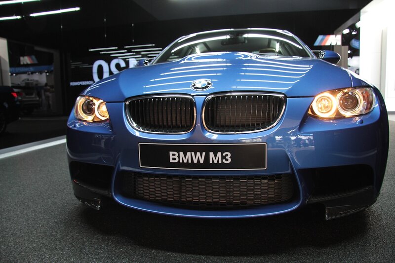 Blue BMW M3 on display