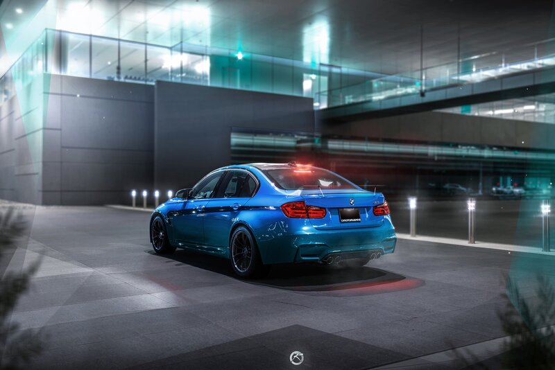 Blue Bmw M3 Sedan — Dramatic, Night