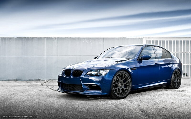 Blue Bmw M3 Sedan — Dramatic, Photograph, Concrete Wall