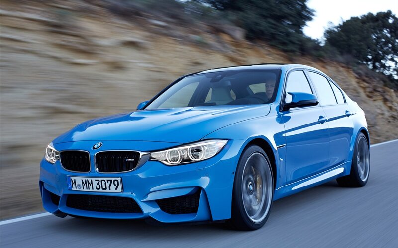 Blue BMW M3 Sedan — Dynamic, Afternoon