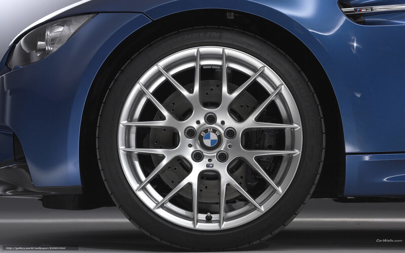 Blue BMW M3 wheel close-up