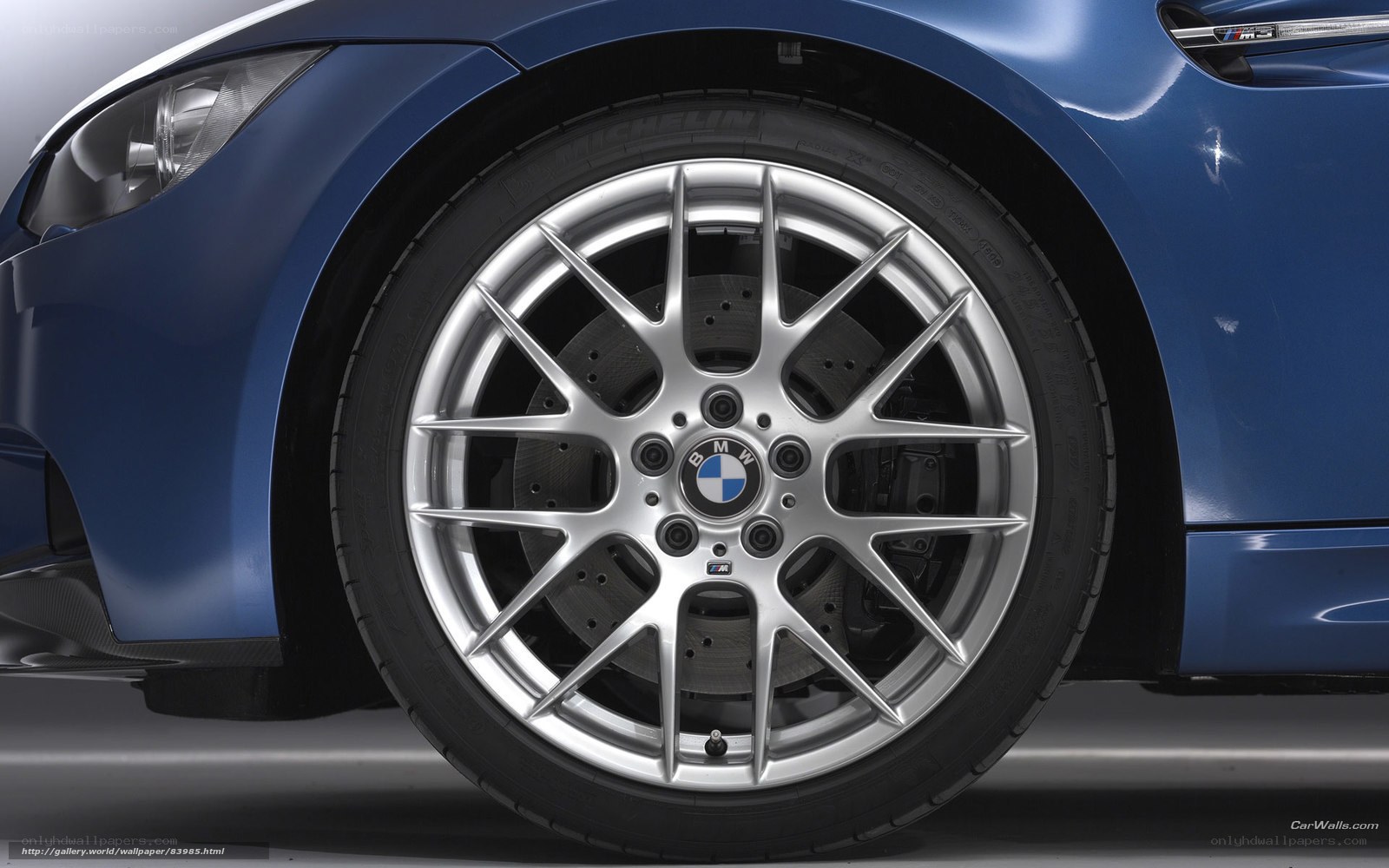 Blue BMW M3 wheel close-up