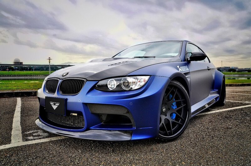 Blue BMW M3 with custom body kit