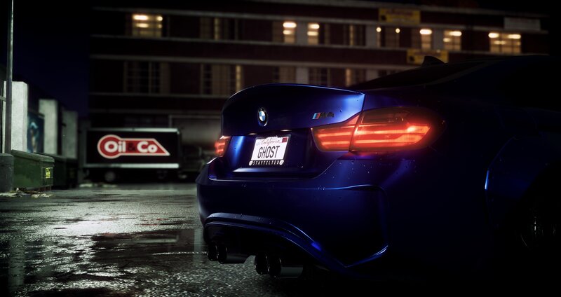 Blue BMW M4 Car — Dark, Night