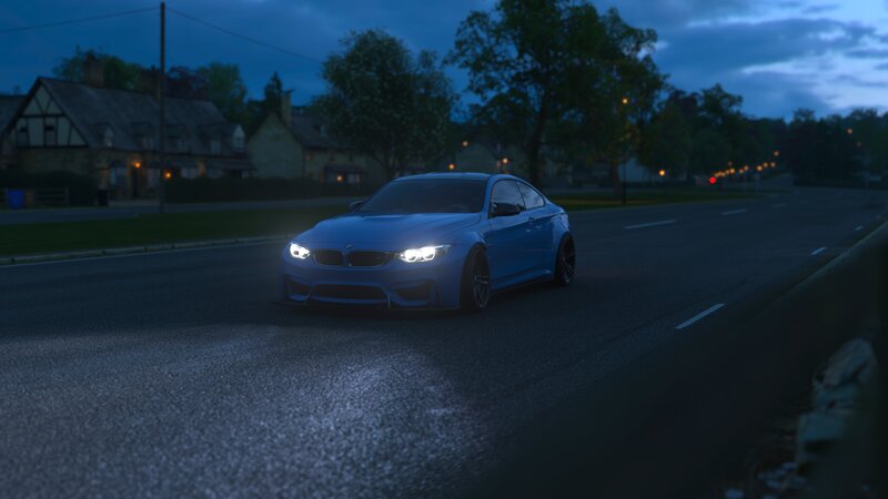 Blue Bmw M4 Car — Dark