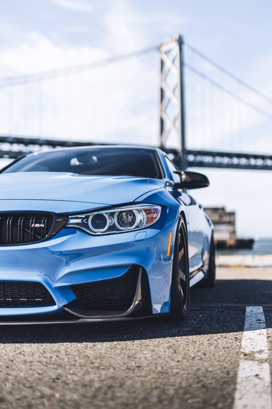 Blue Bmw M4 Car — Dramatic, Afternoon
