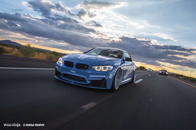 Blue BMW M4 on Road