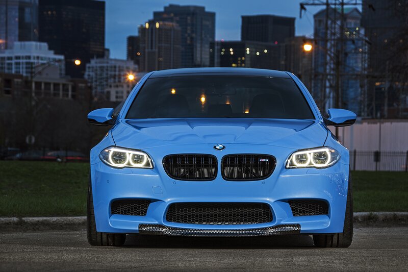 Blue BMW M5 Car — Dramatic, Night