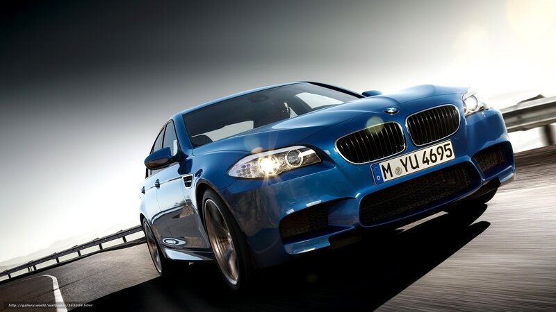 Blue BMW M5 Car — Dramatic, Sunset