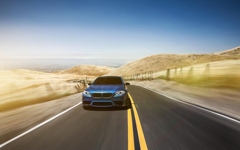 Blue BMW M5 Car — Dynamic, Afternoon, Photograph