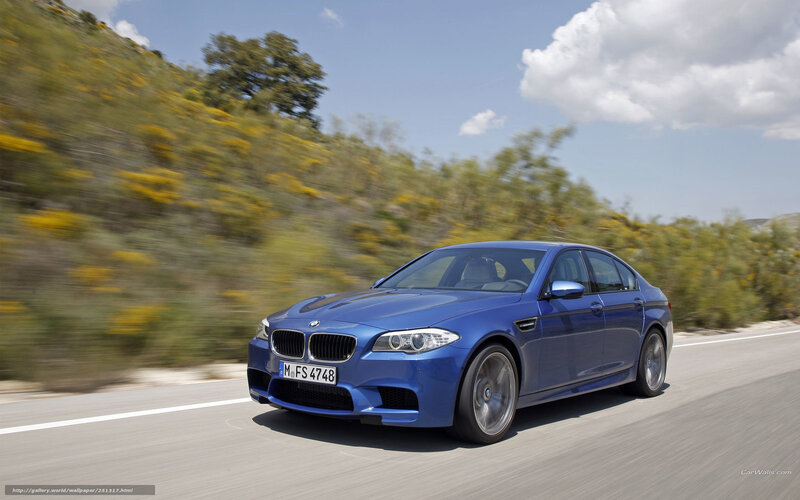 blue bmw m5 driving on road