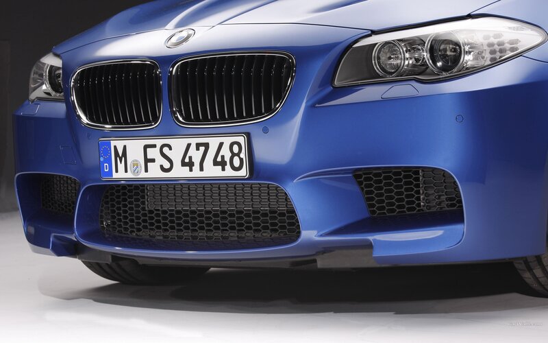 blue bmw m5 front view