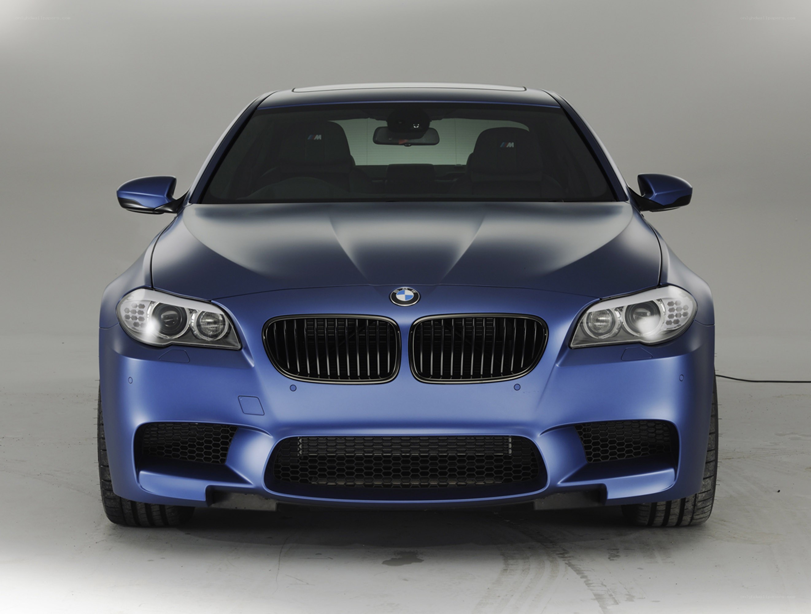 blue bmw m5 front view