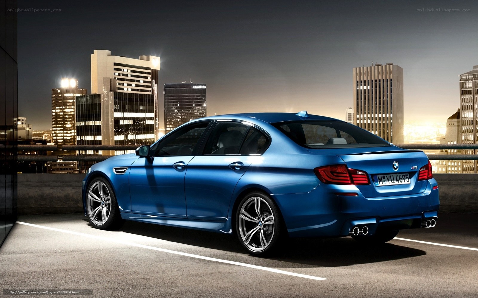 Blue BMW M5 in city