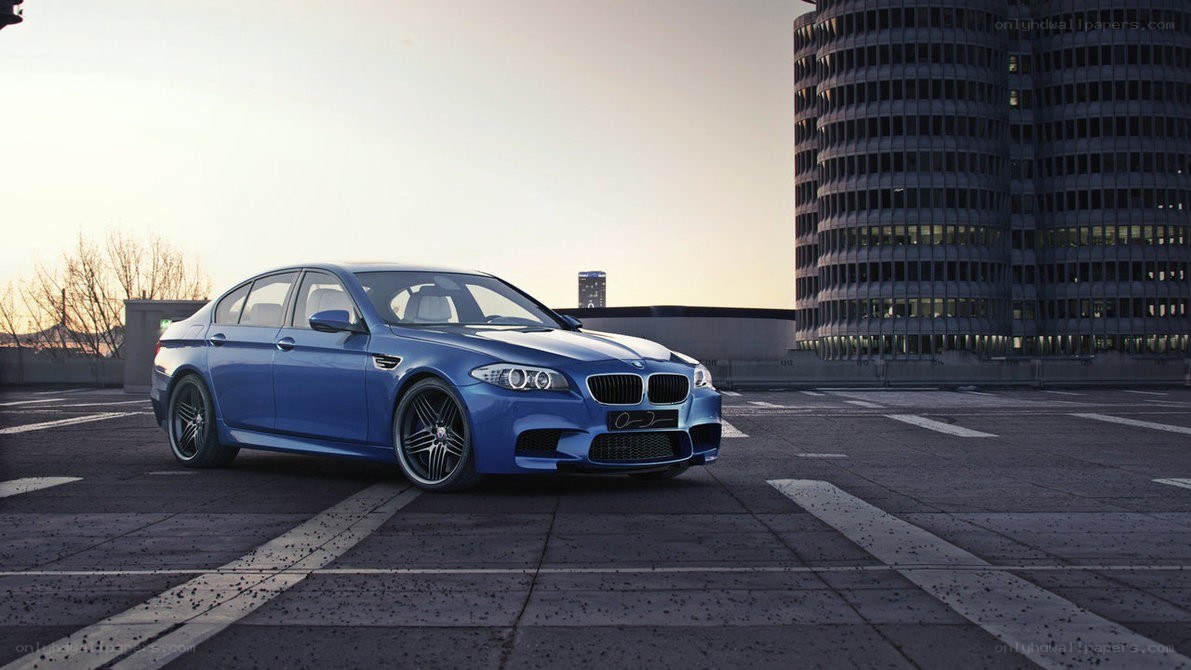 blue bmw m5 on rooftop