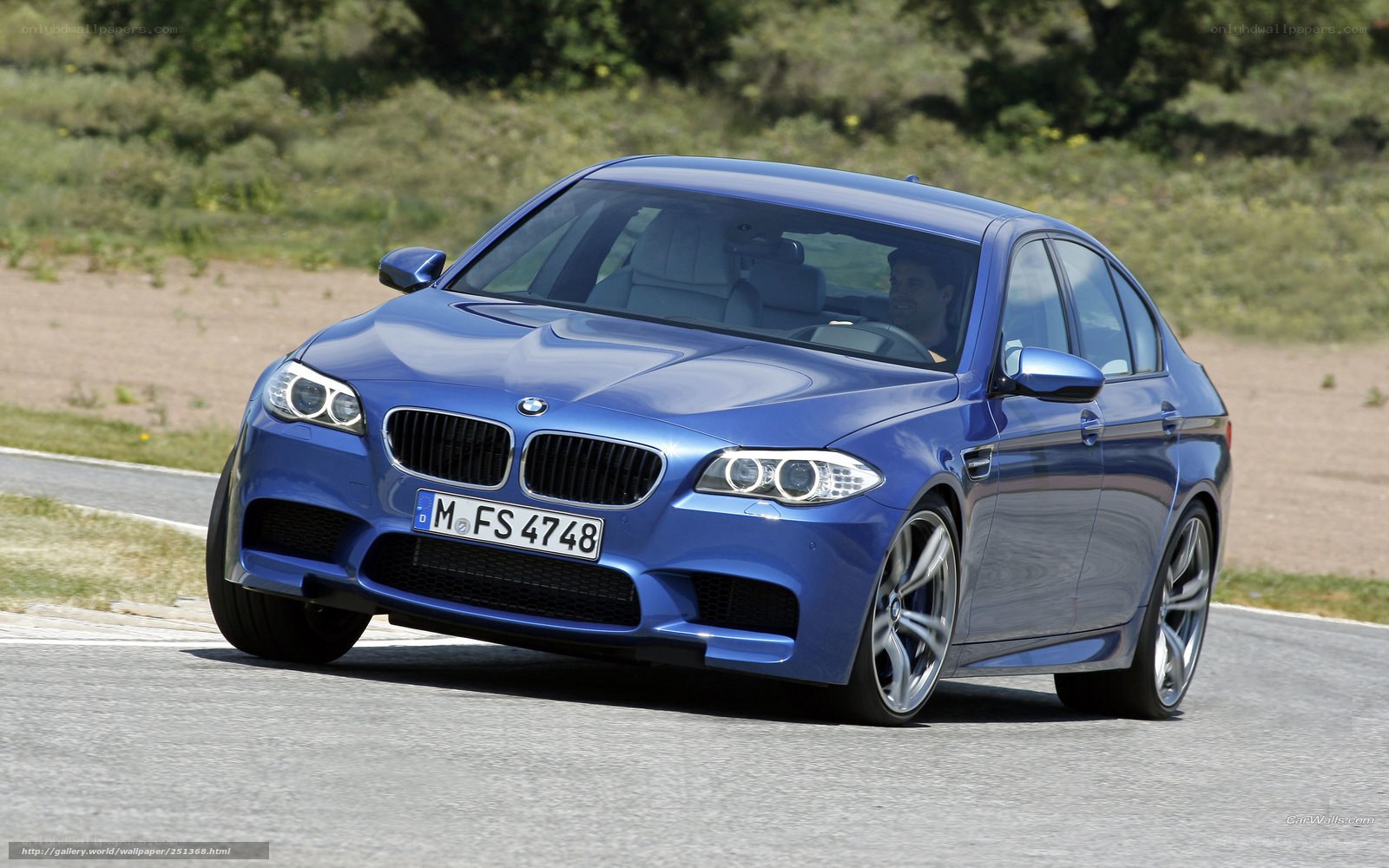 blue bmw m5 on track