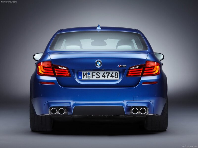 Blue BMW M5 rear view