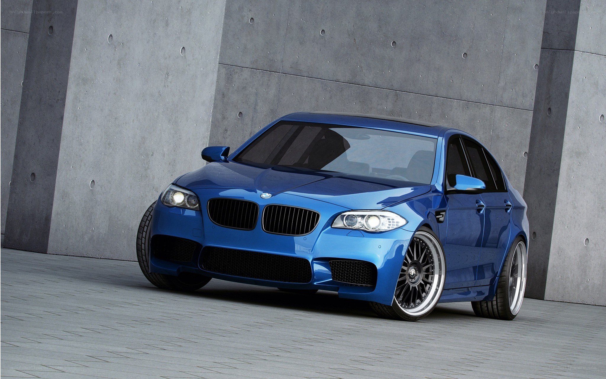 blue bmw m5 sedan