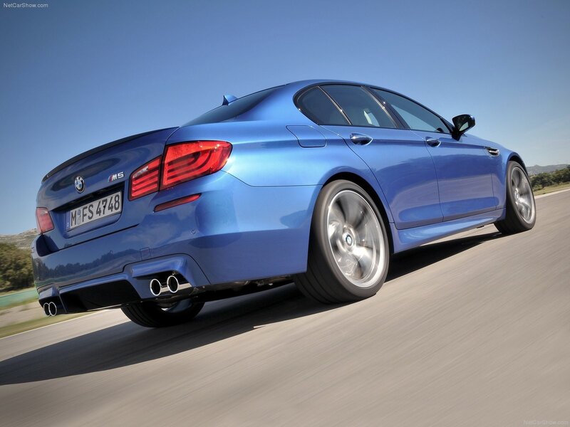 Blue Bmw M5 Sedan — Dynamic, Afternoon, Photograph, Car, Road, Sky