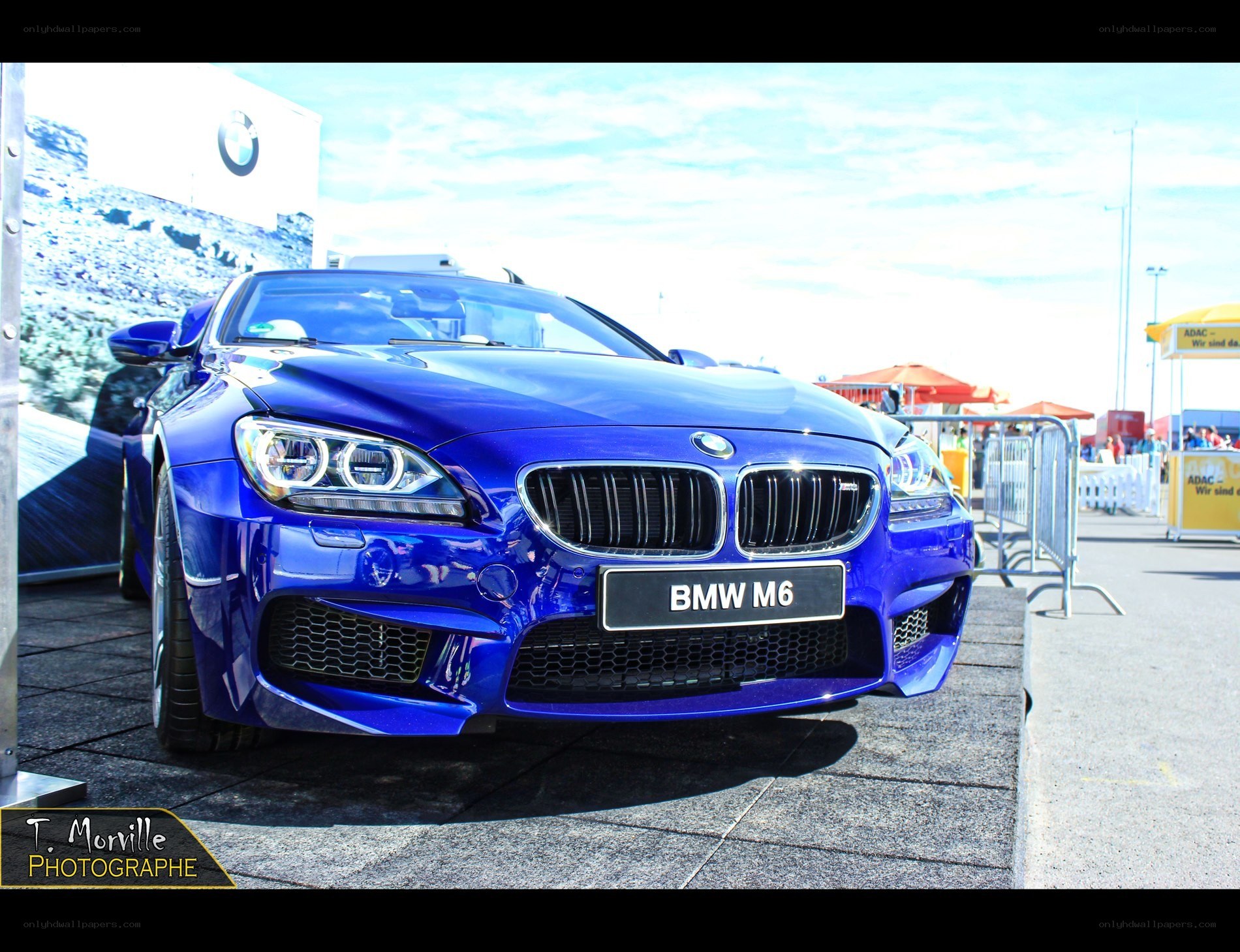 Blue BMW M6 on display