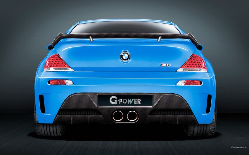 blue bmw m6 rear view