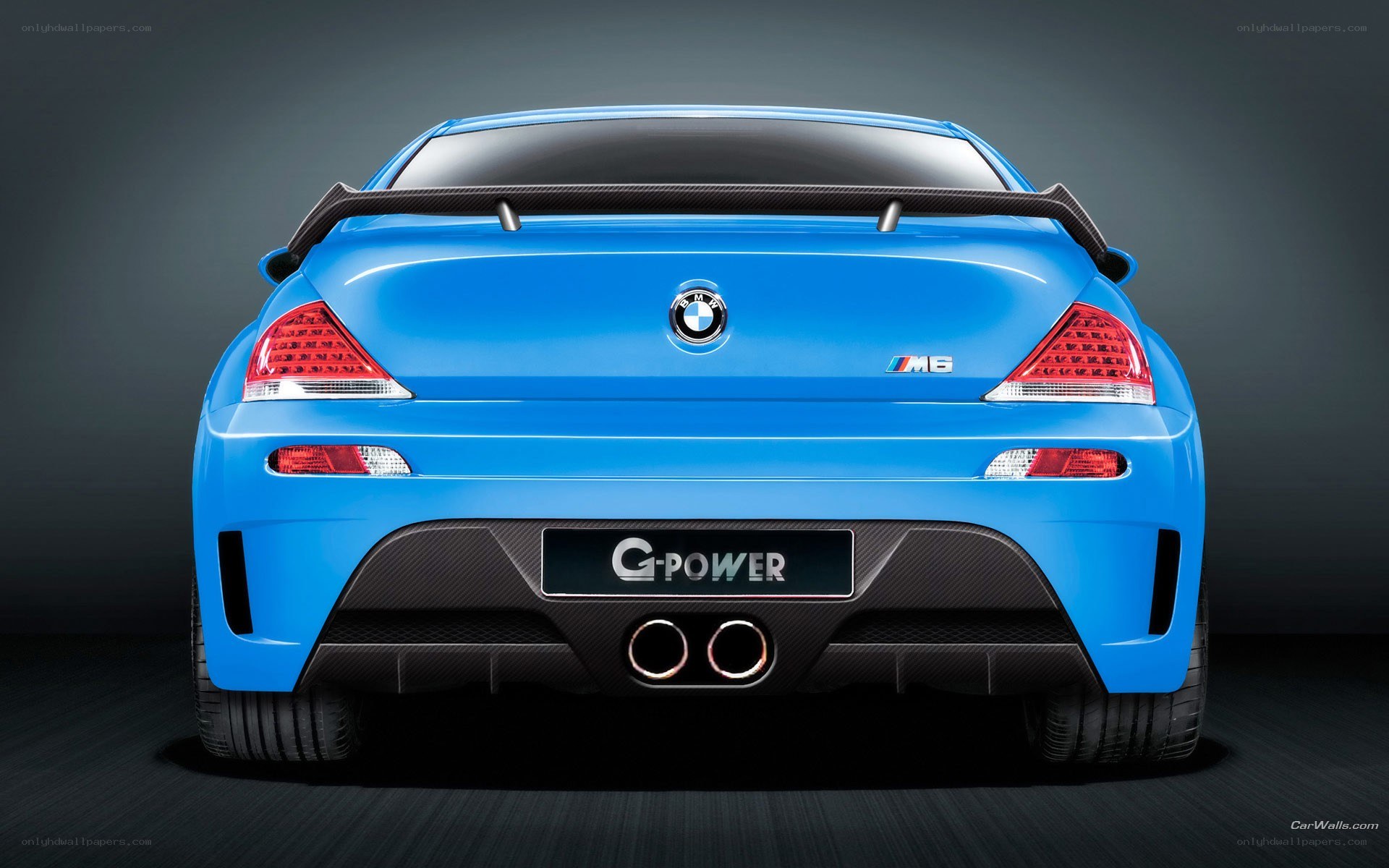 blue bmw m6 rear view