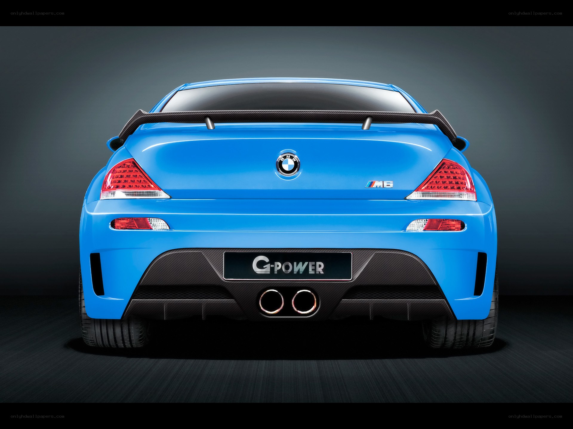 blue bmw m6 rear view