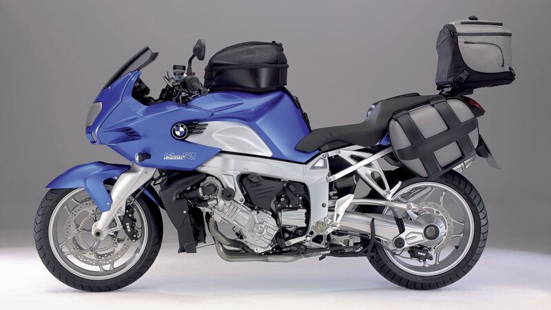 Blue BMW Motorcycle — Neutral, Photograph, Saddlebags