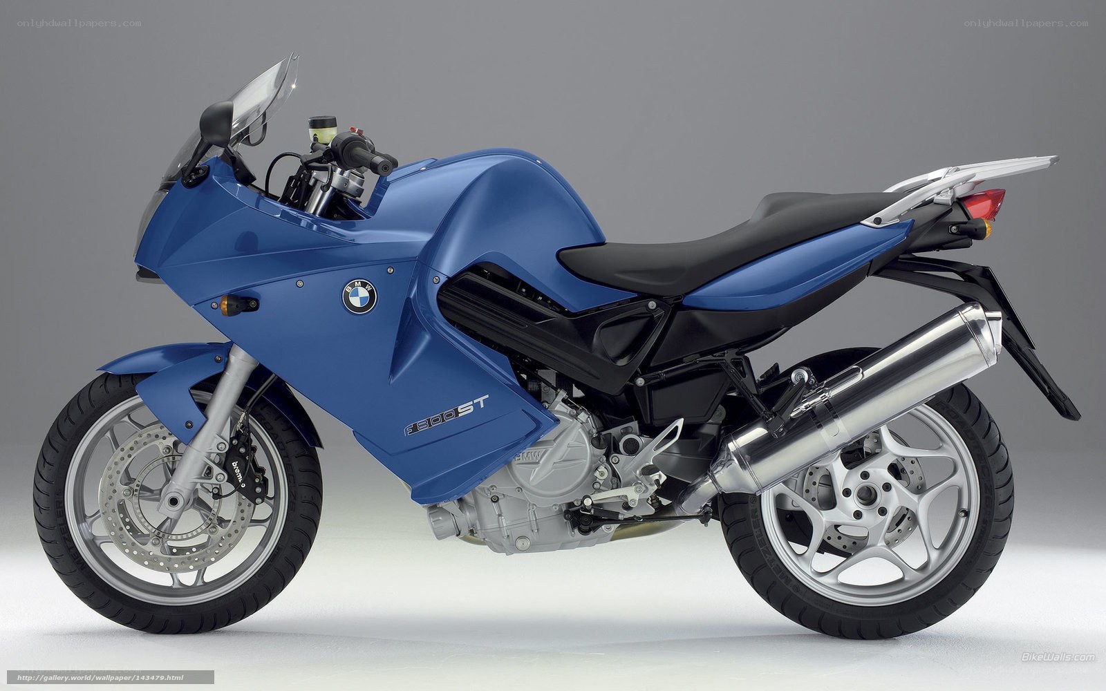 Blue BMW motorcycle side view