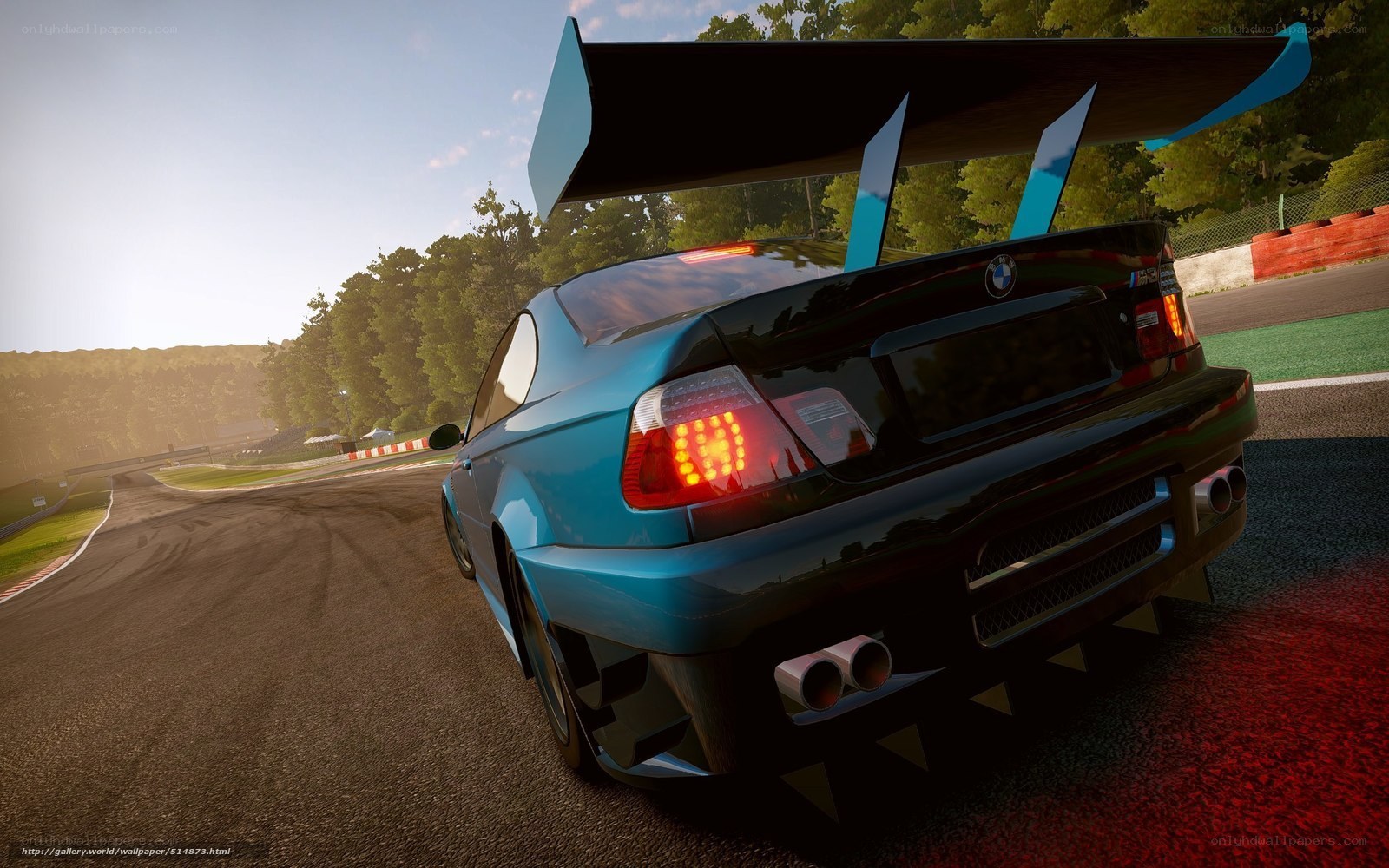 blue bmw on racetrack