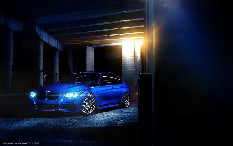 Blue Bmw Sedan — Dramatic, Night