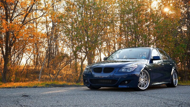 Blue BMW Sedan — Serene, Autumn
