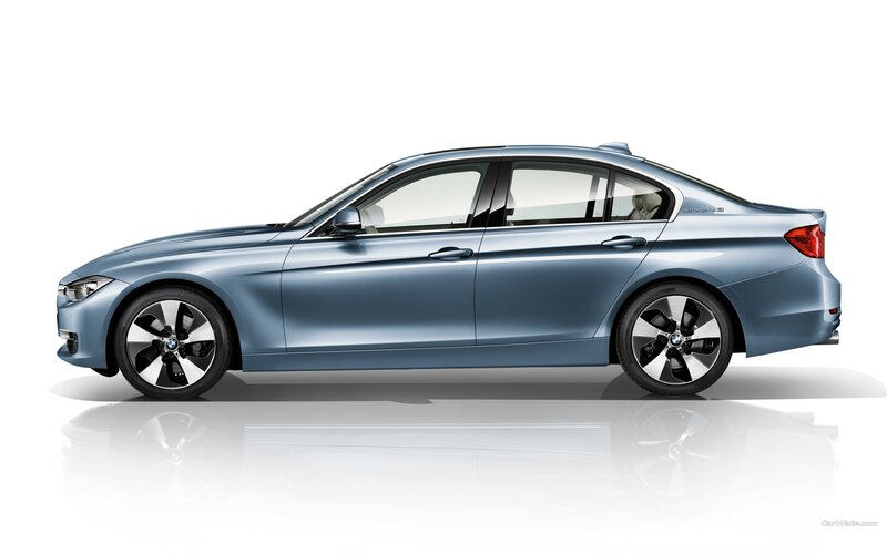 blue bmw sedan side view