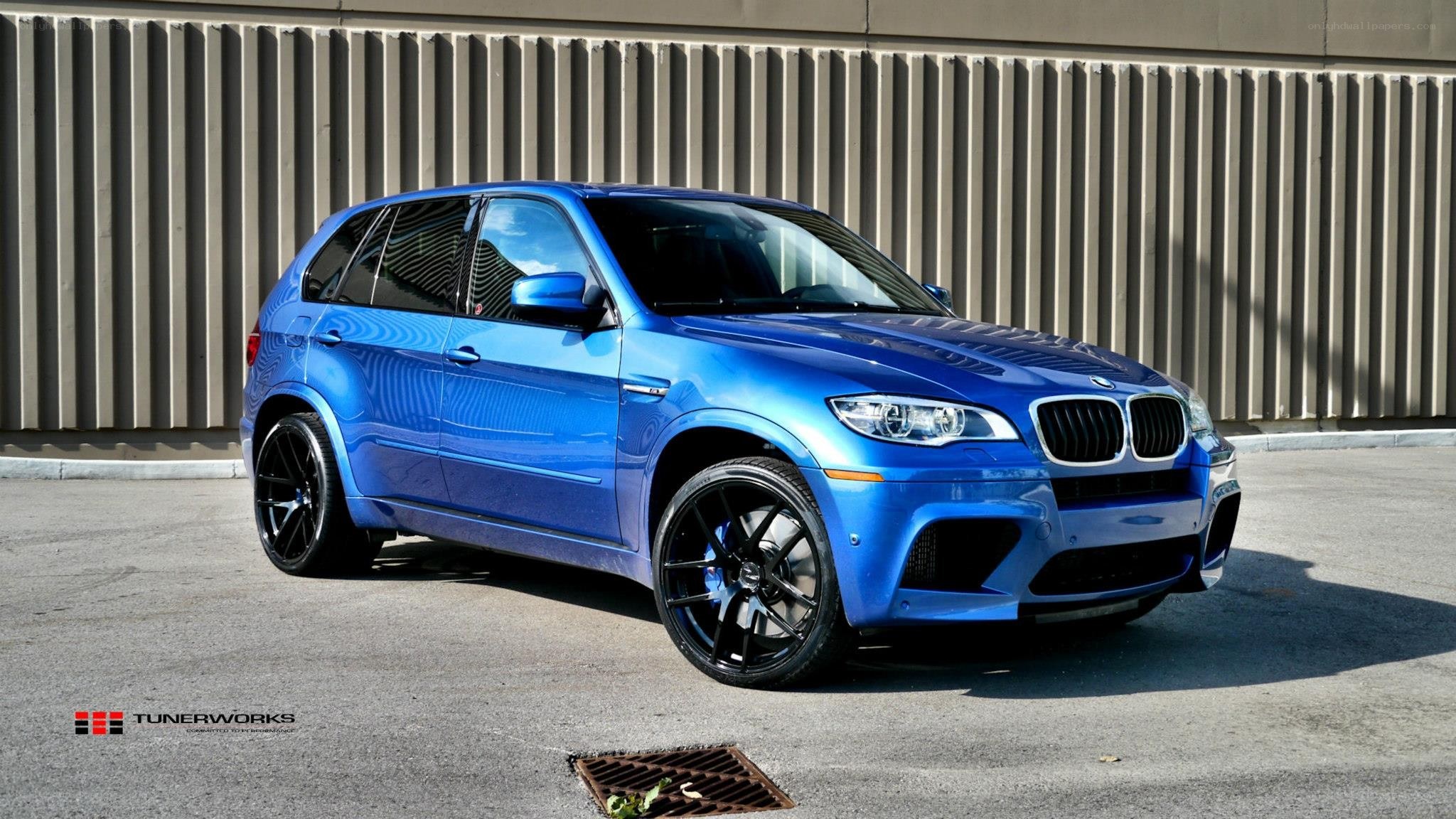blue bmw suv parked outside