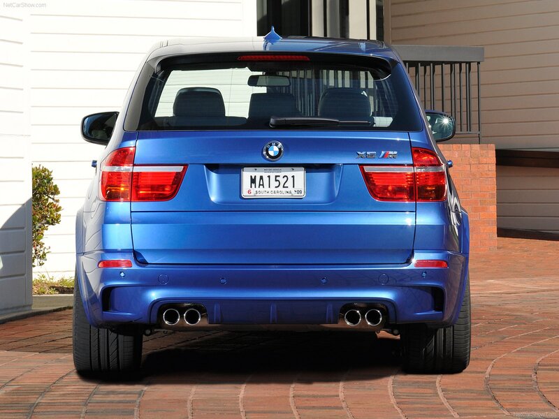 Blue BMW X5 M rear view