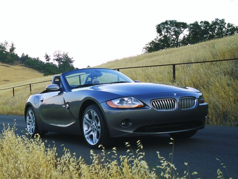 Blue BMW Z4 convertible on road