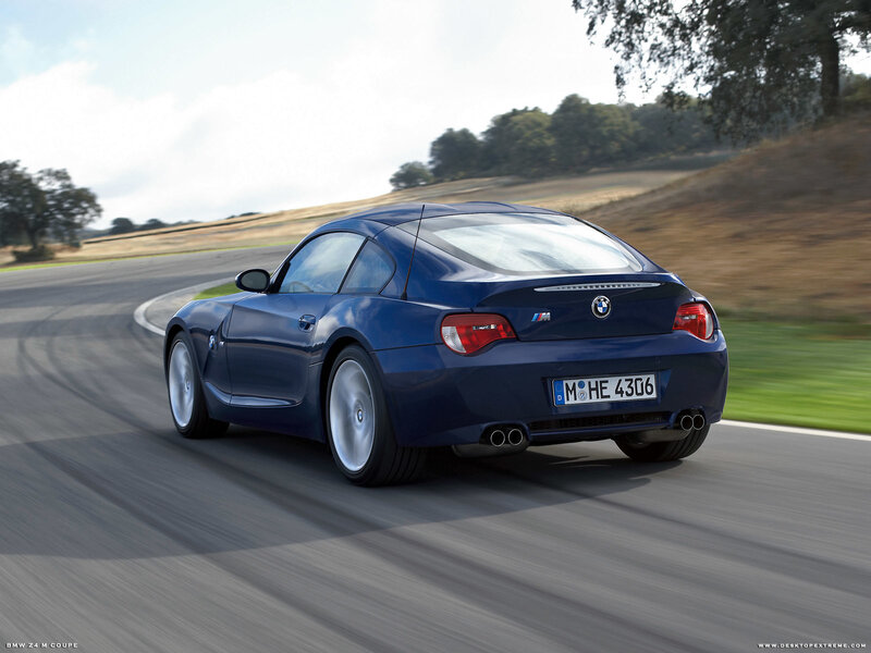 Blue BMW Z4 M Coupe in motion